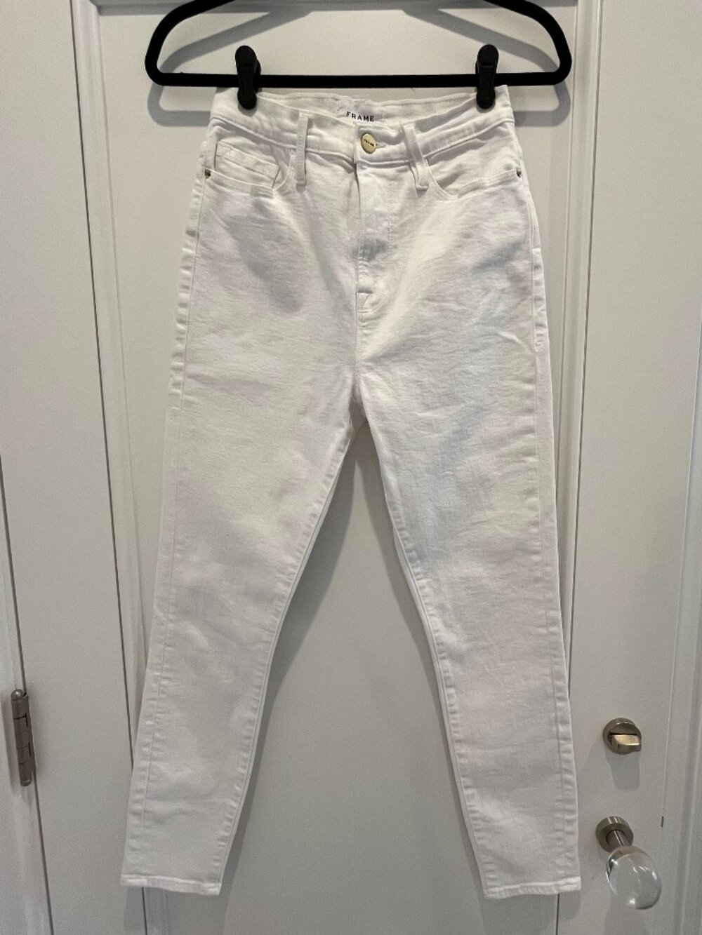 Frame Ali High Rise Cigarette White Jeans Size 26